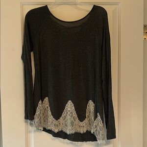 Altar'd State Gray Asymmetrical Embellished Blouse